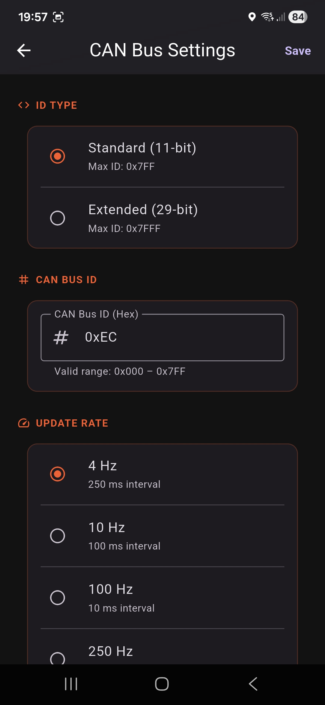 Flextron CAN ayarları.